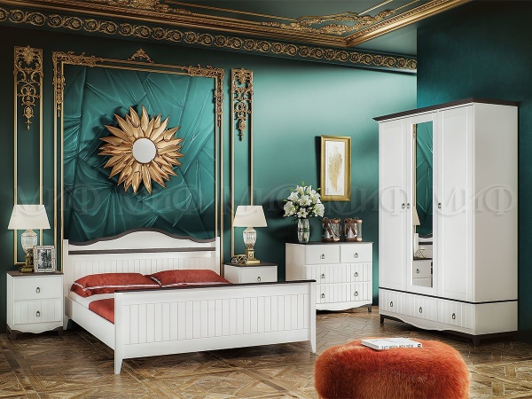 Спальный Гарнитур Виолетта МДФ Белый (Шкаф+Комод+Тумбы+Кровать)
